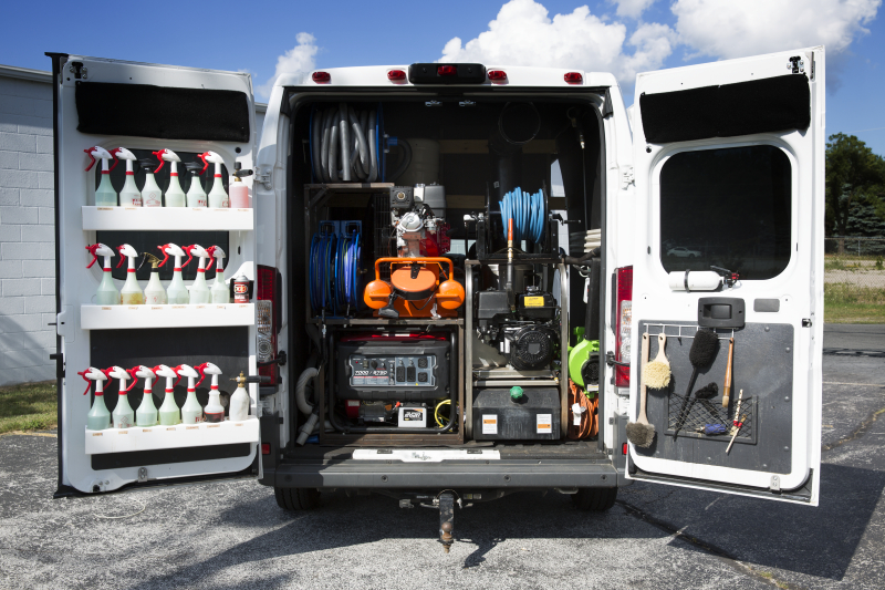 mobile car wash van setup